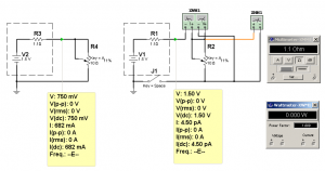 Fig.1 Circuito para comprobar la m&aacute;xima transferencia de energ&iacute;a
